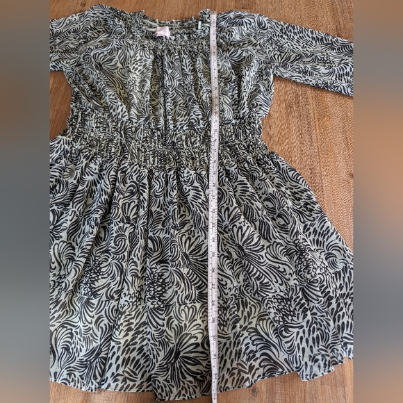 CINQ A SEPT Janelle long sleeve mini dress ruffly light green and black … - Picture 7 of 13